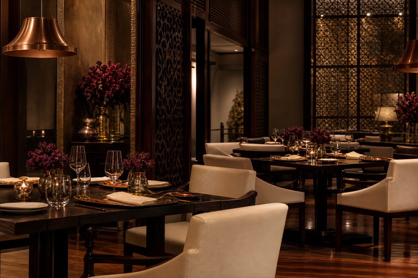 Luxury Indian fine dining restaurant interior